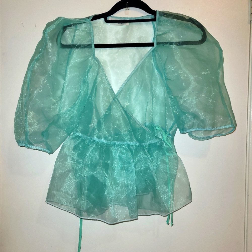 Puff sleeve sheer top